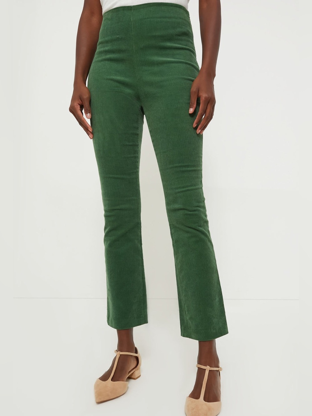 Tuckernuck Ashford Pants XS Green Corduroy High Rise Kick Flare